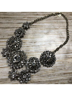 833 Cara Couture antiqued bronzetone Rhinestone Crystal Statement Necklace